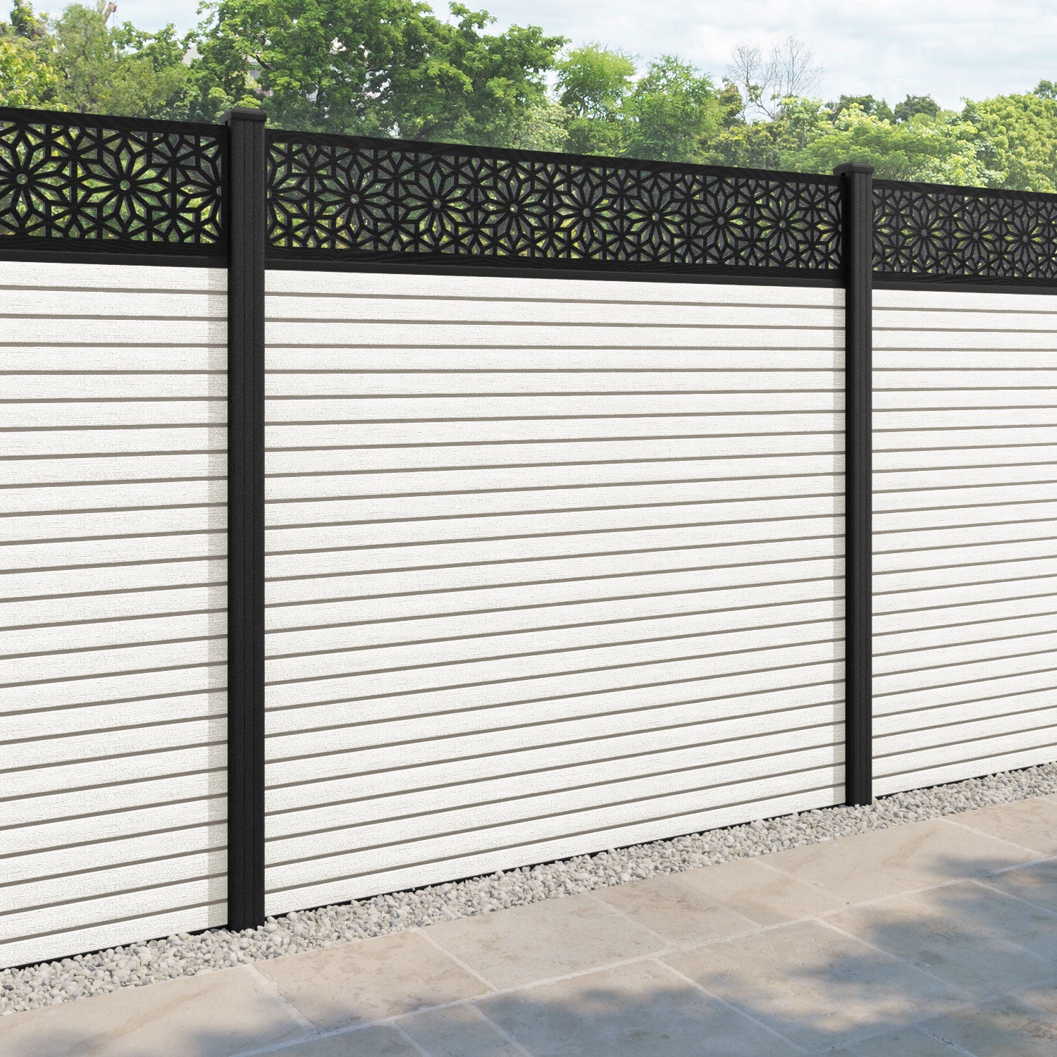 Hudson Narwa Fence Panel - Light Stone - with our composite posts