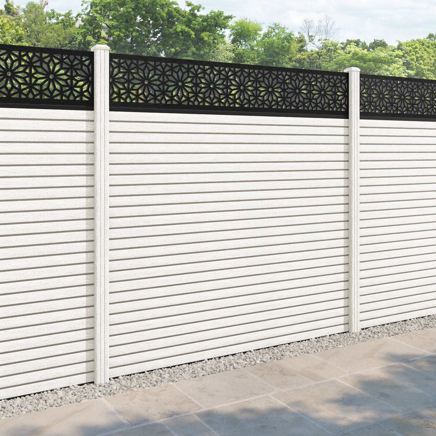 Hudson Narwa Fence Panel - Light Stone - with our composite posts