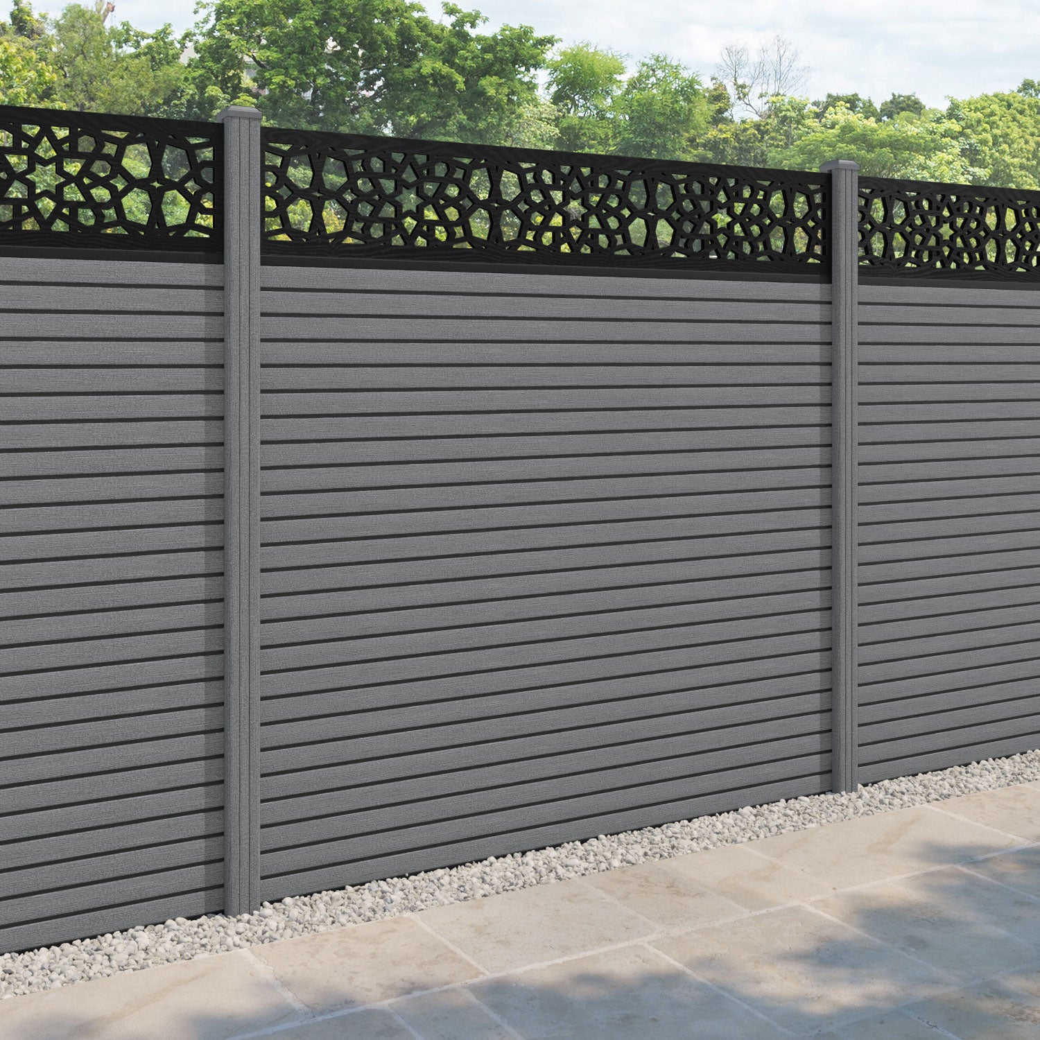 Hudson Nazira Fence Panel - Mid Grey - with our composite posts