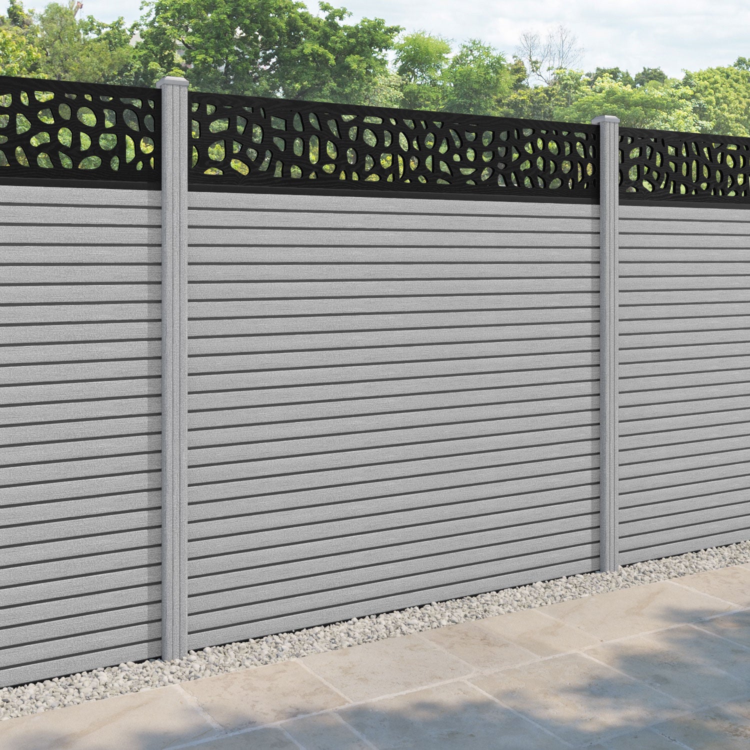 Hudson Pebble Fence Panel - Light Grey - with our composite posts