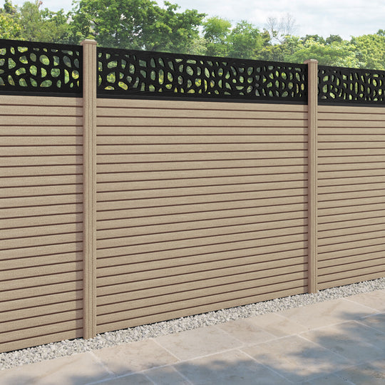 Hudson Pebble Fence Panel - Light Oak - with our composite posts