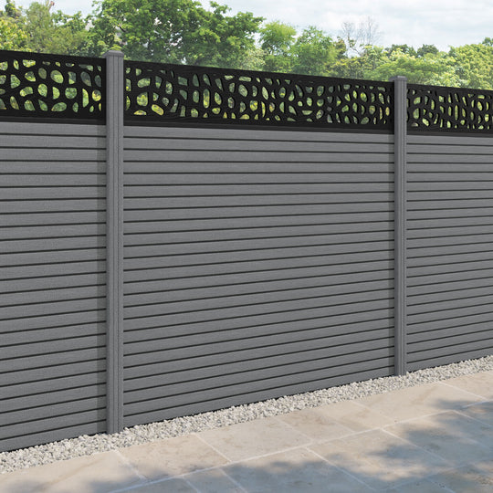 Hudson Pebble Fence Panel - Mid Grey - with our composite posts