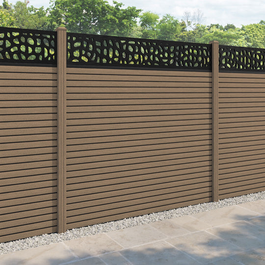 Hudson Pebble Fence Panel - Teak - with our composite posts