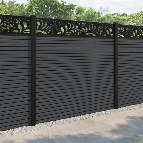 Hudson Petal Fence Panel - Dark Grey - with our aluminium posts