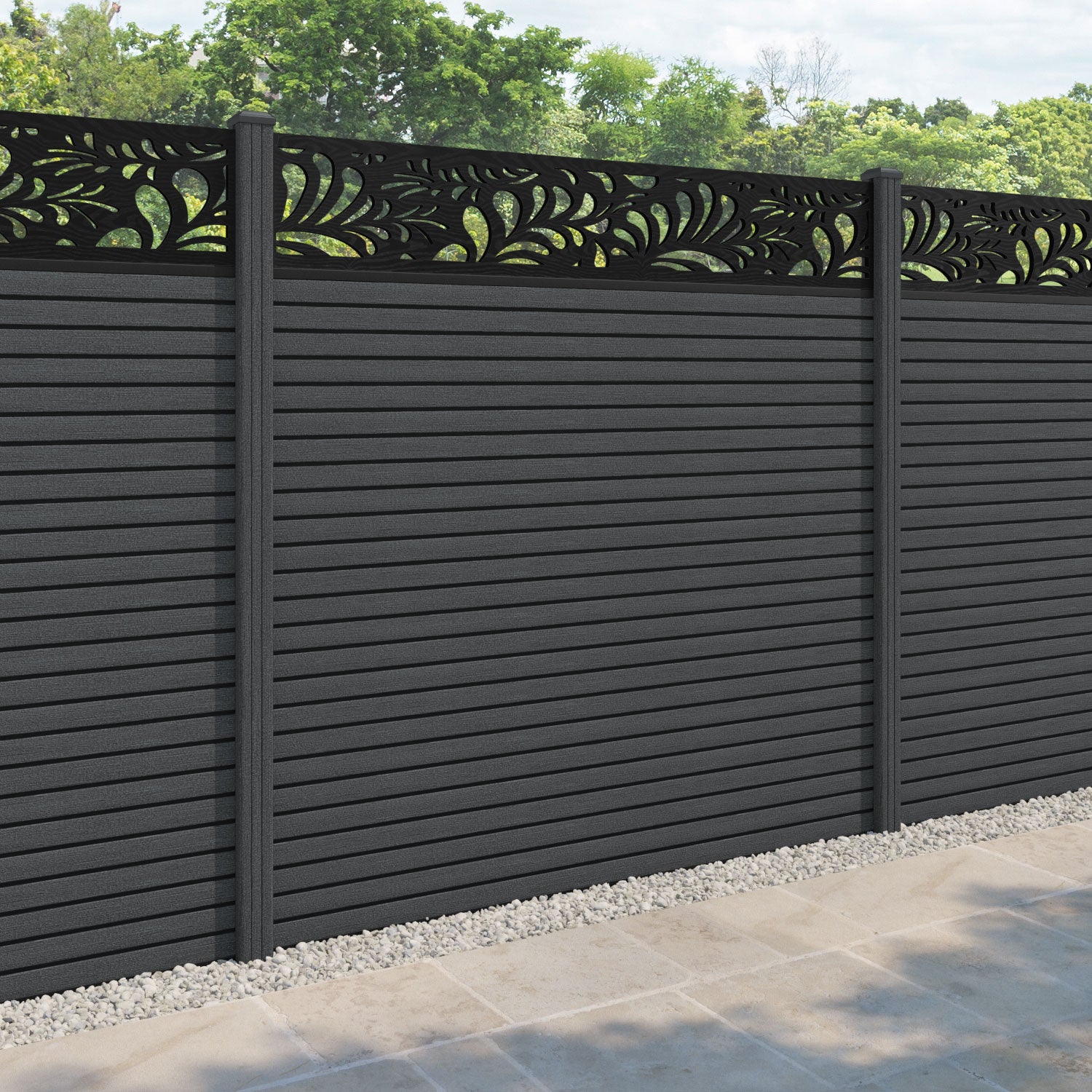 Hudson Petal Fence Panel - Dark Grey - with our composite posts