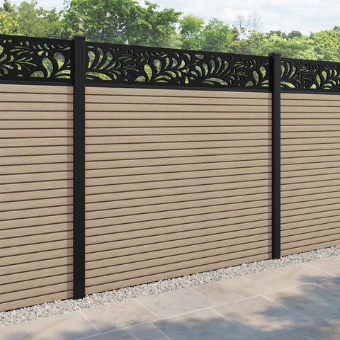 Hudson Petal Fence Panel - Light Oak - with our aluminium posts