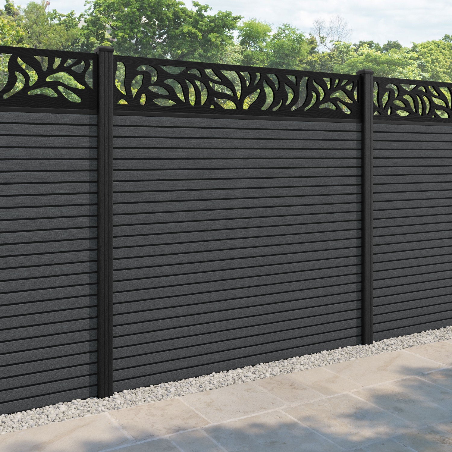 Hudson Plume Fence Panel - Dark Grey - with our composite posts
