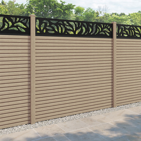 Hudson Plume Fence Panel - Light Oak - with our composite posts
