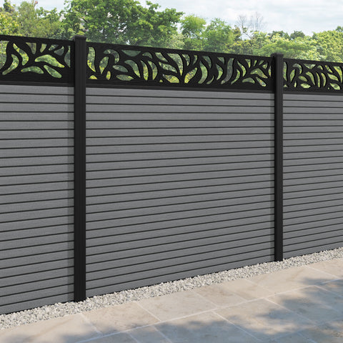 Hudson Plume Fence Panel - Mid Grey - with our aluminium posts