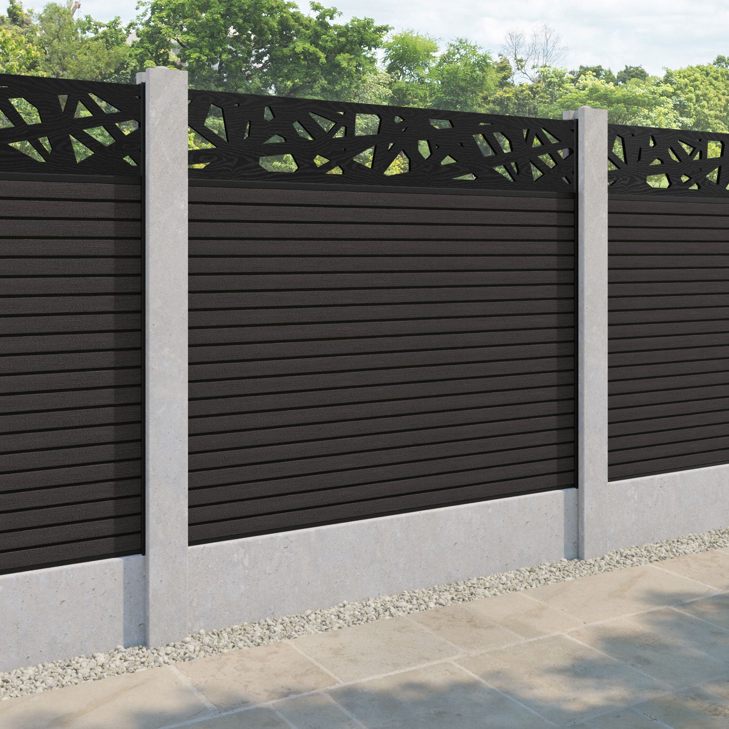 Hudson Prism Fence Panel - Dark Oak - for existing concrete posts