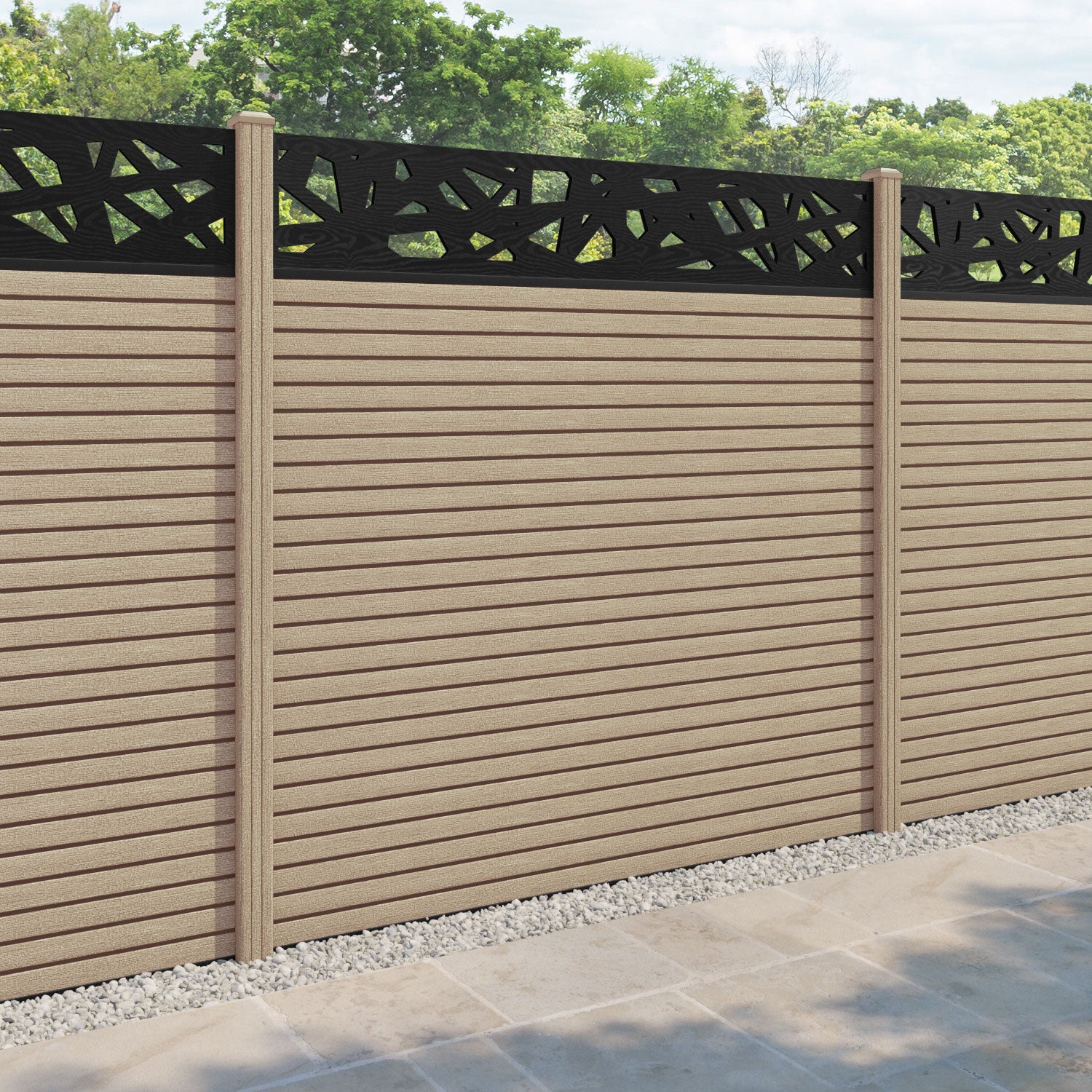 Hudson Prism Fence Panel - Light Oak - with our composite posts