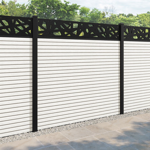 Hudson Prism Fence Panel - Light Stone - with our aluminium posts