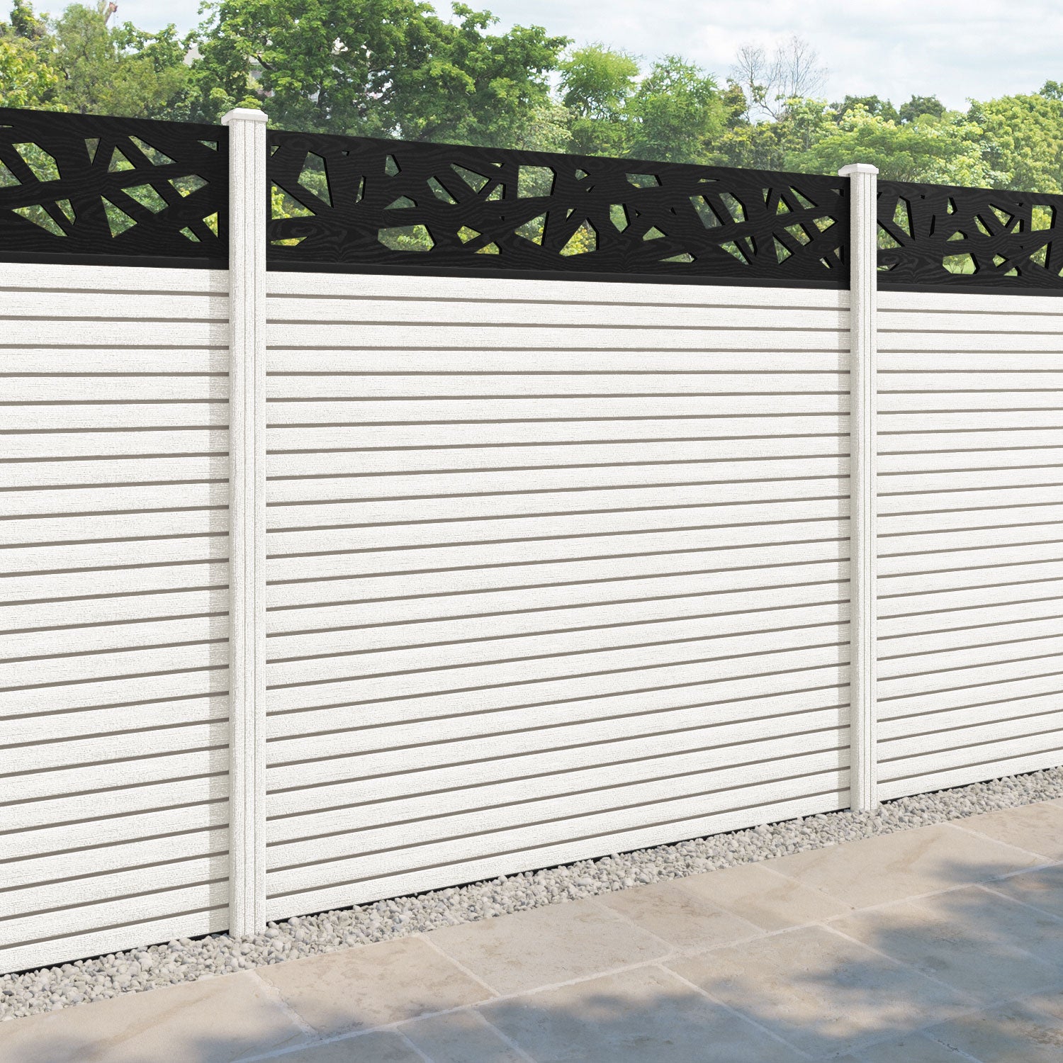 Hudson Prism Fence Panel - Light Stone - with our composite posts