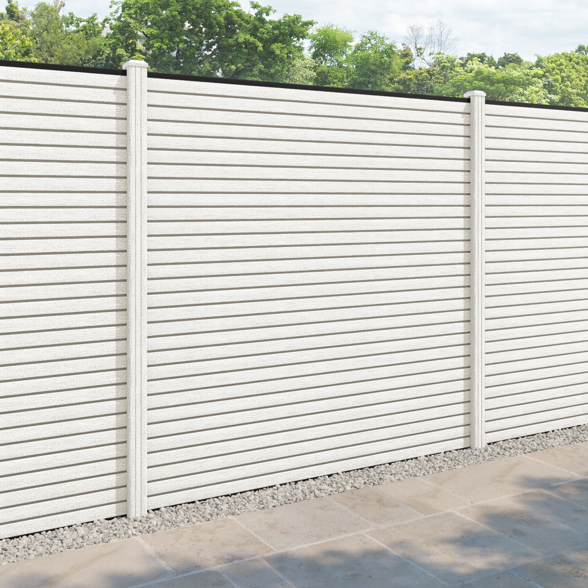 Hudson Fence Panel - Light Stone - with our composite posts