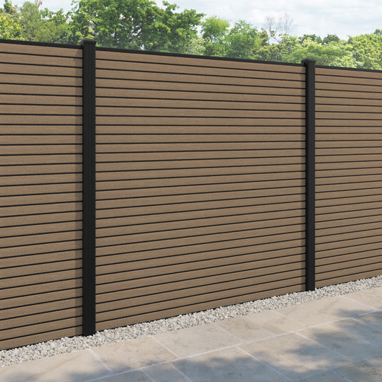 Hudson Fence Panel - Teak - with our aluminium posts