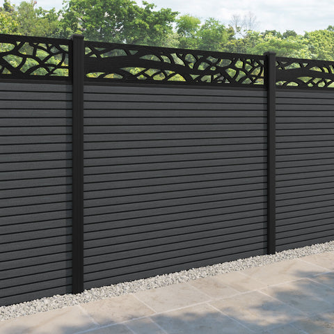 Hudson Twilight Fence Panel - Dark Grey - with our aluminium posts