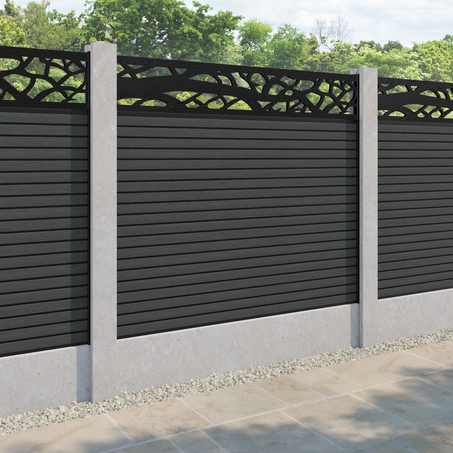 Hudson Twilight Fence Panel - Dark Grey - for existing concrete posts