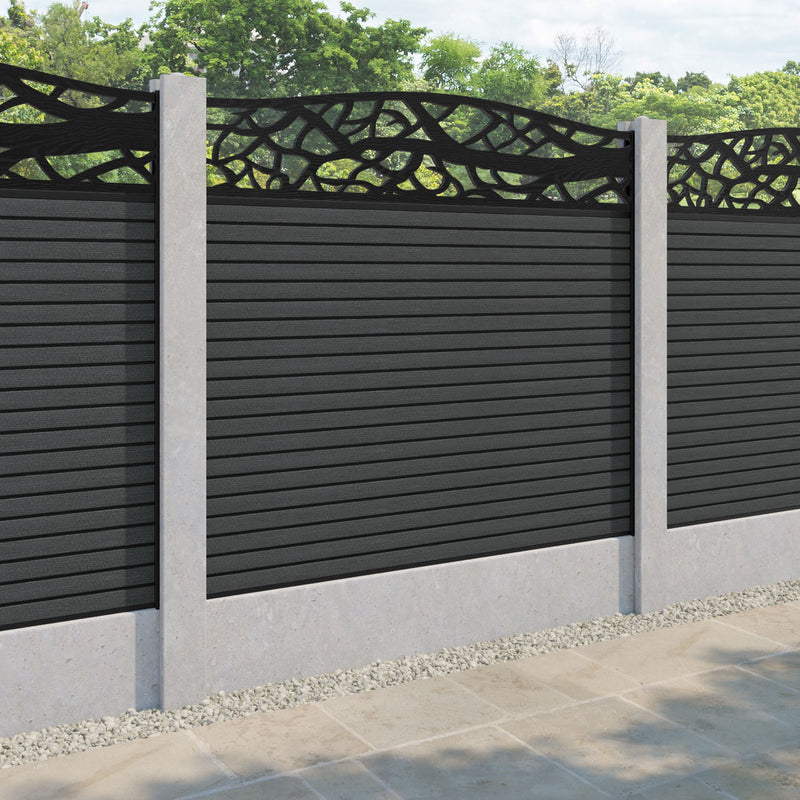 Hudson Twilight Curved Top Fence Panel - Dark Grey - for existing concrete posts