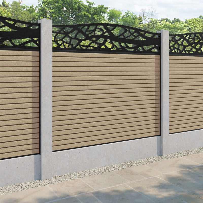 Hudson Twilight Curved Top Fence Panel - Light Oak - for existing concrete posts