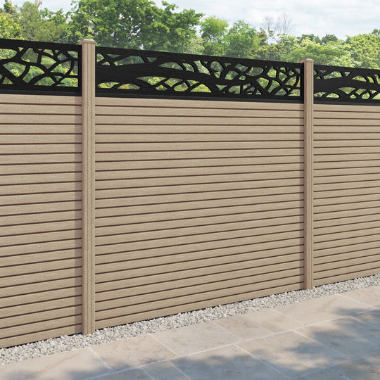 Hudson Twilight Fence Panel - Light Oak - with our composite posts