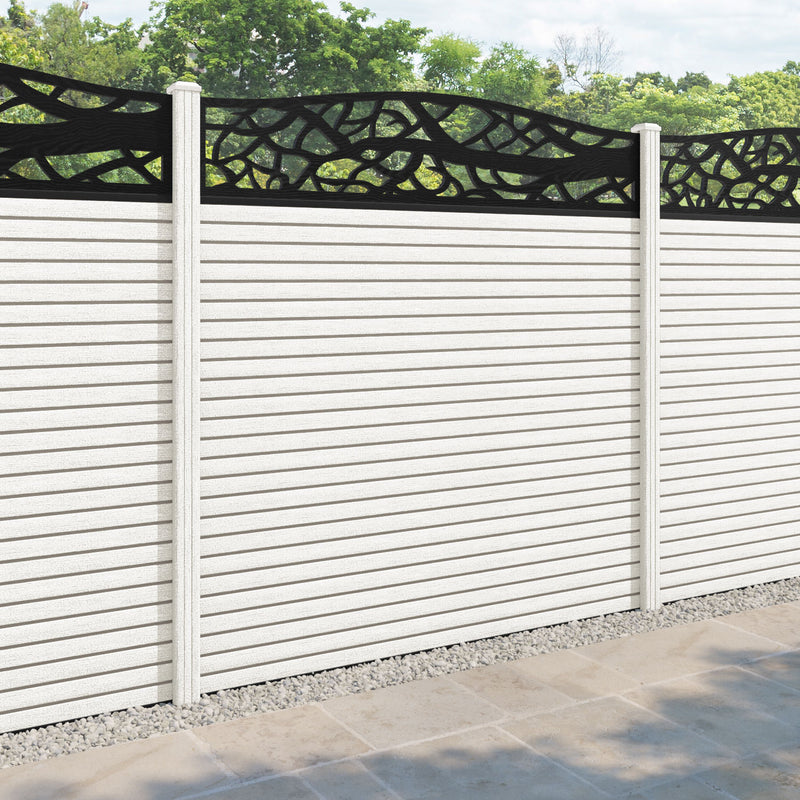 Hudson Twilight Curved Top Fence Panel - Light Stone - with our composite posts