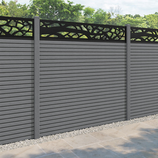 Hudson Twilight Fence Panel - Mid Grey - with our composite posts