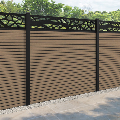 Hudson Twilight Fence Panel - Teak - with our aluminium posts