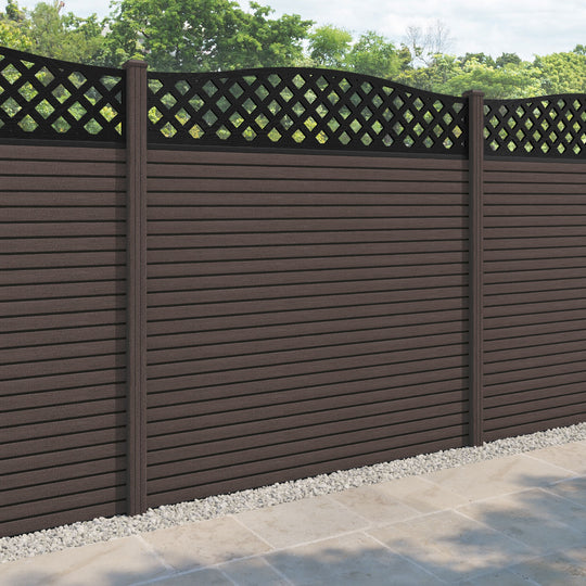 Hudson High Wave Fence Panel - Mid Brown - with our composite posts