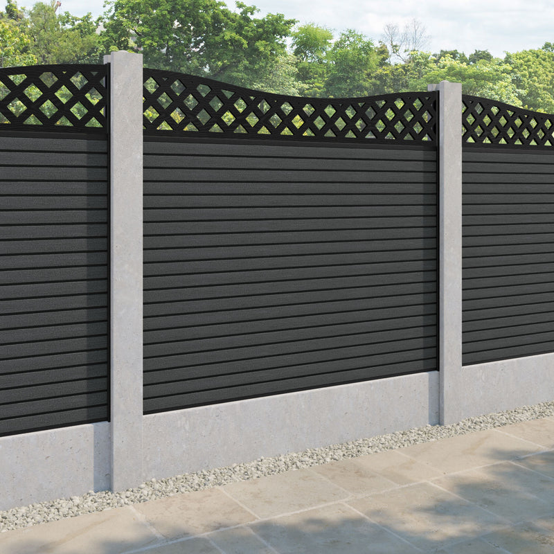 Hudson Low Wave Fence Panel - Dark Grey - for existing concrete posts