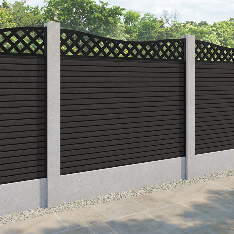Hudson Low Wave Fence Panel - Dark Oak - for existing concrete posts