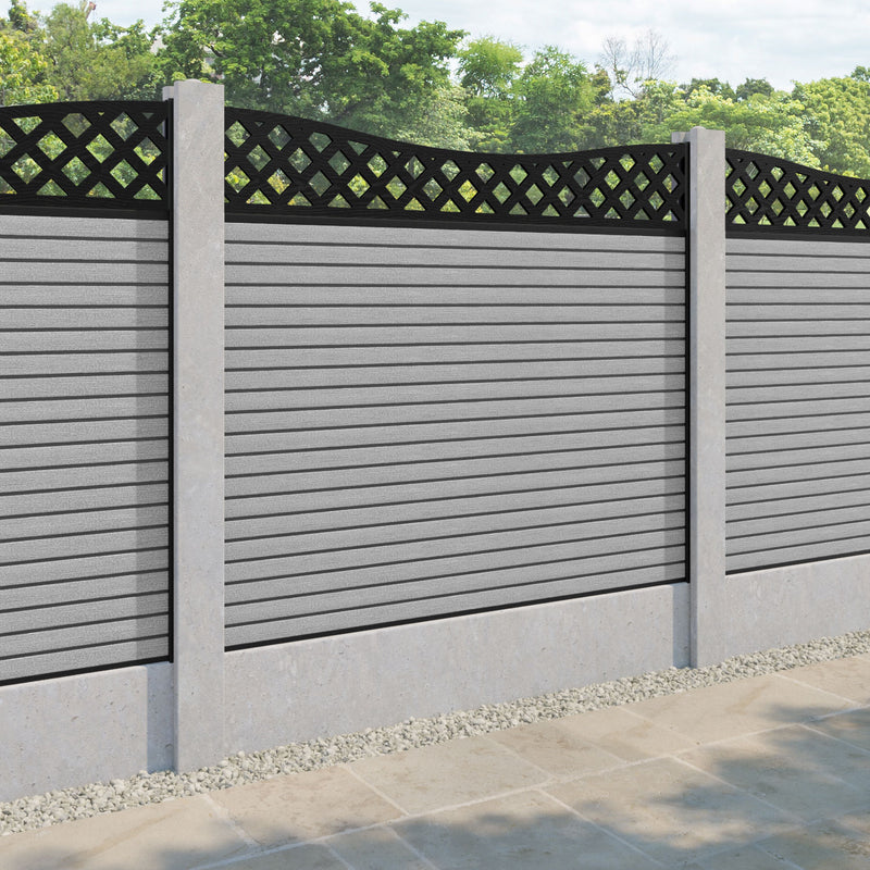 Hudson Low Wave Fence Panel - Light Grey - for existing concrete posts