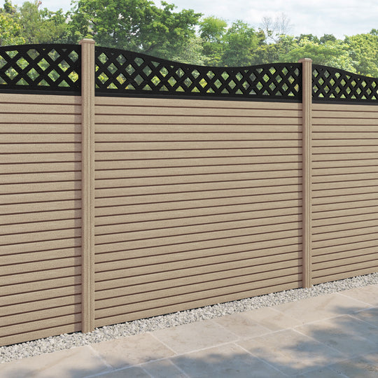Hudson Low Wave Fence Panel - Light Oak - with our composite posts