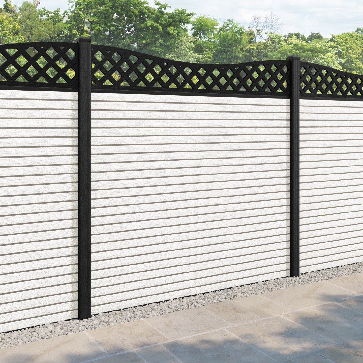 Hudson Low Wave Fence Panel - Light Stone - with our composite posts