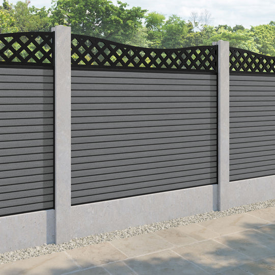 Hudson Low Wave Fence Panel - Mid Grey - for existing concrete posts