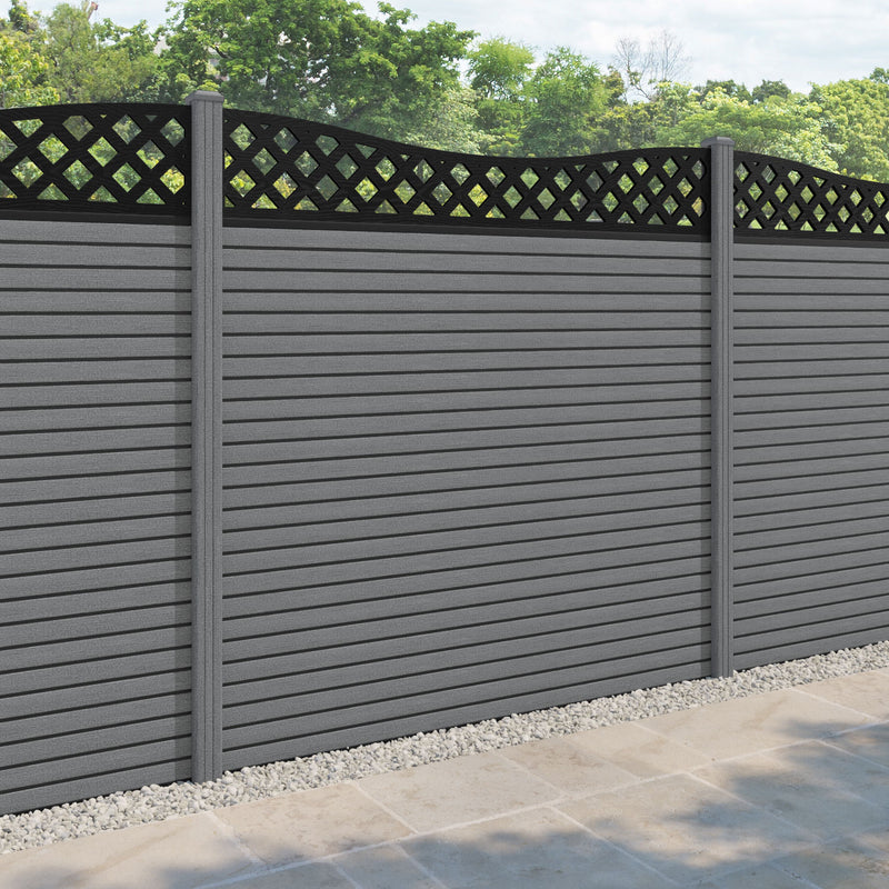 Hudson Low Wave Fence Panel - Mid Grey - with our composite posts