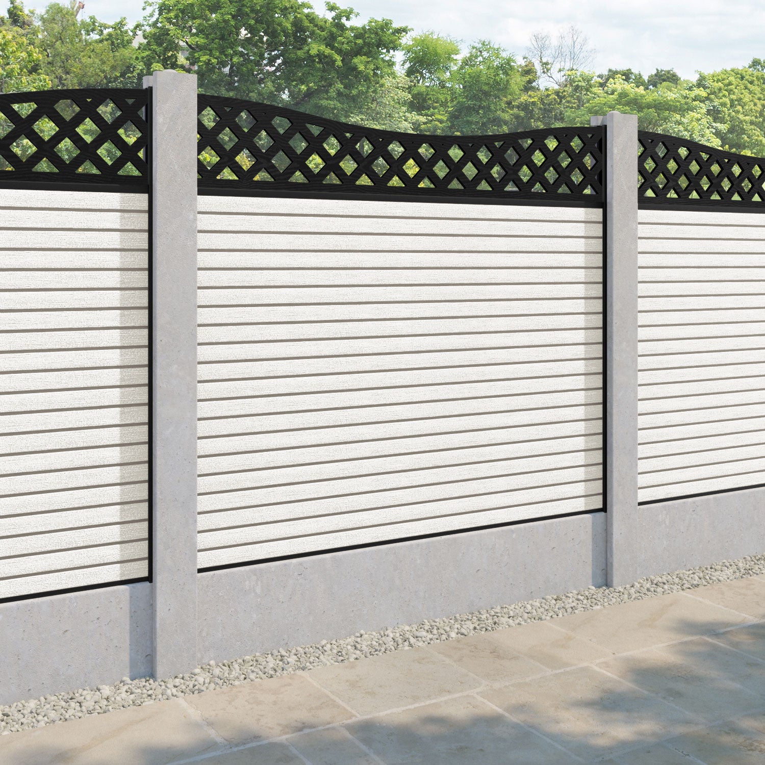 Hudson Low Wave Fence Panel - Light Stone - for existing concrete posts