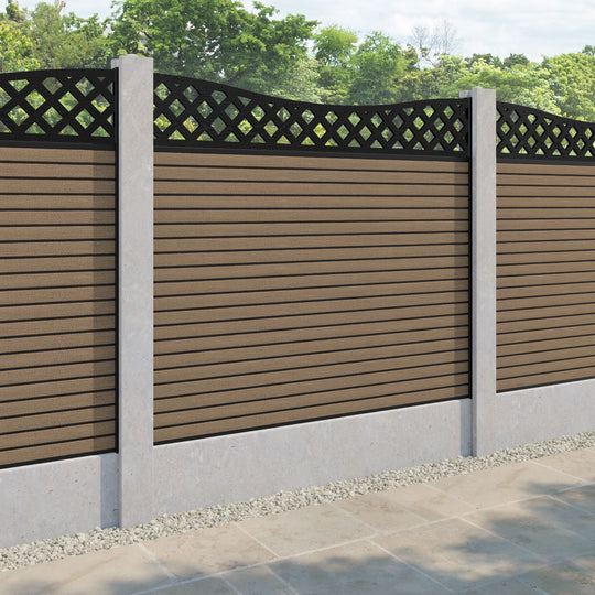 Hudson Low Wave Fence Panel - Teak - for existing concrete posts