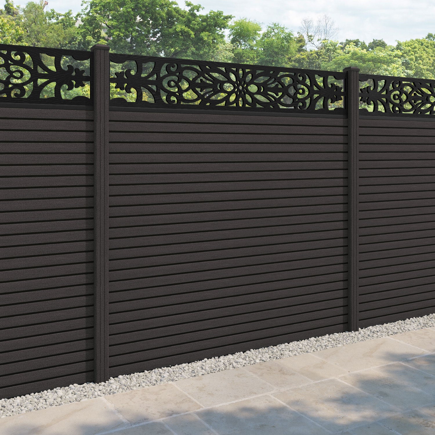 Hudson Windsor Fence Panel - Dark Oak - with our composite posts