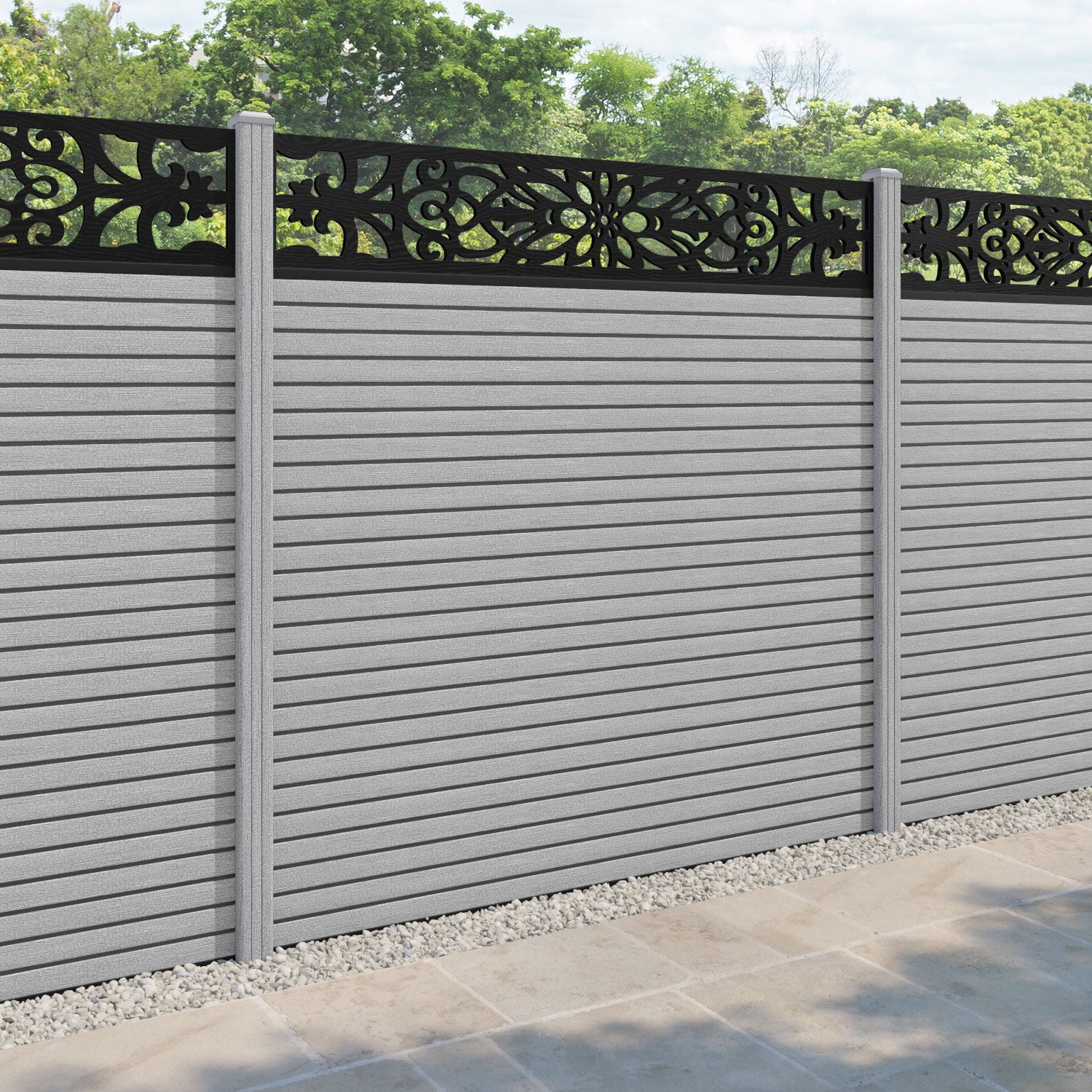 Hudson Windsor Fence Panel - Light Grey - with our composite posts