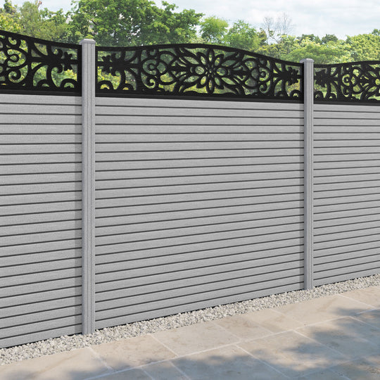 Hudson Windsor Curved Top Fence Panel - Light Grey - with our composite posts