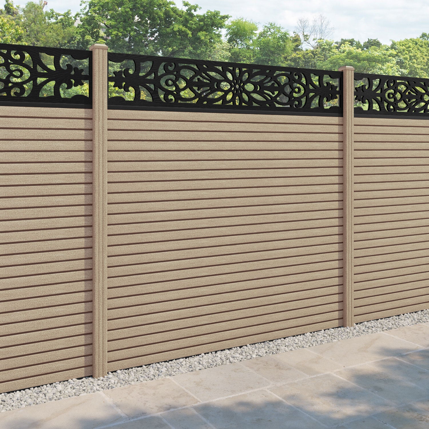 Hudson Windsor Fence Panel - Light Oak - with our composite posts