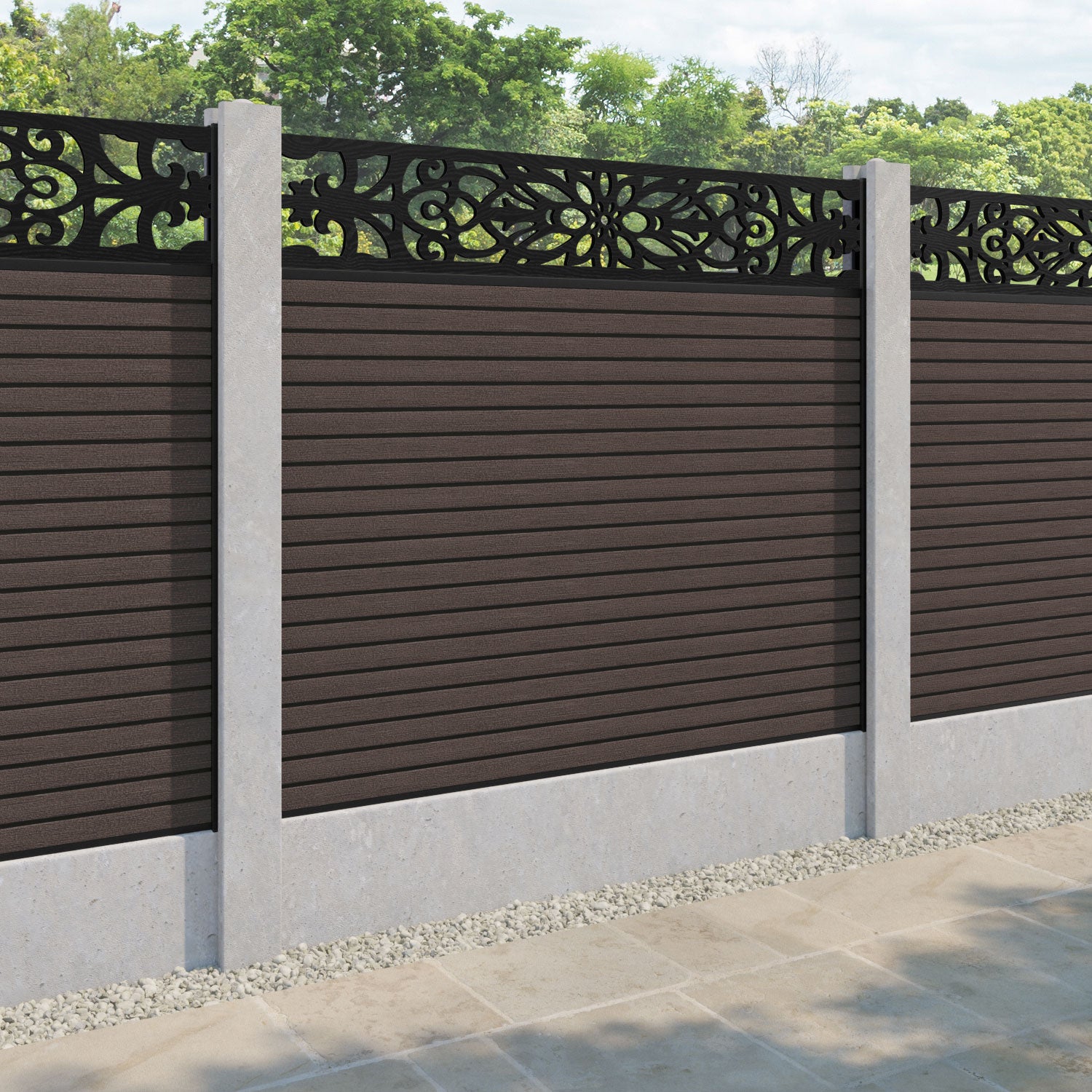 Hudson Windsor Fence Panel - Mid Brown - for existing concrete posts