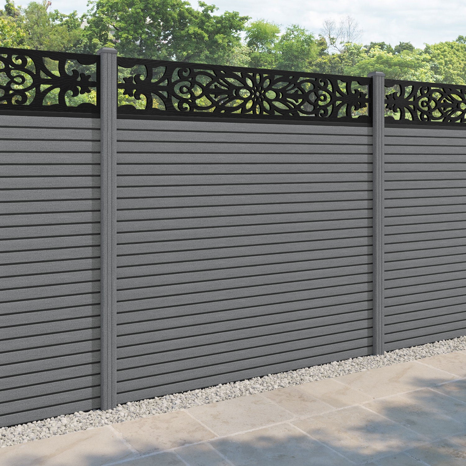 Hudson Windsor Fence Panel - Mid Grey - with our composite posts