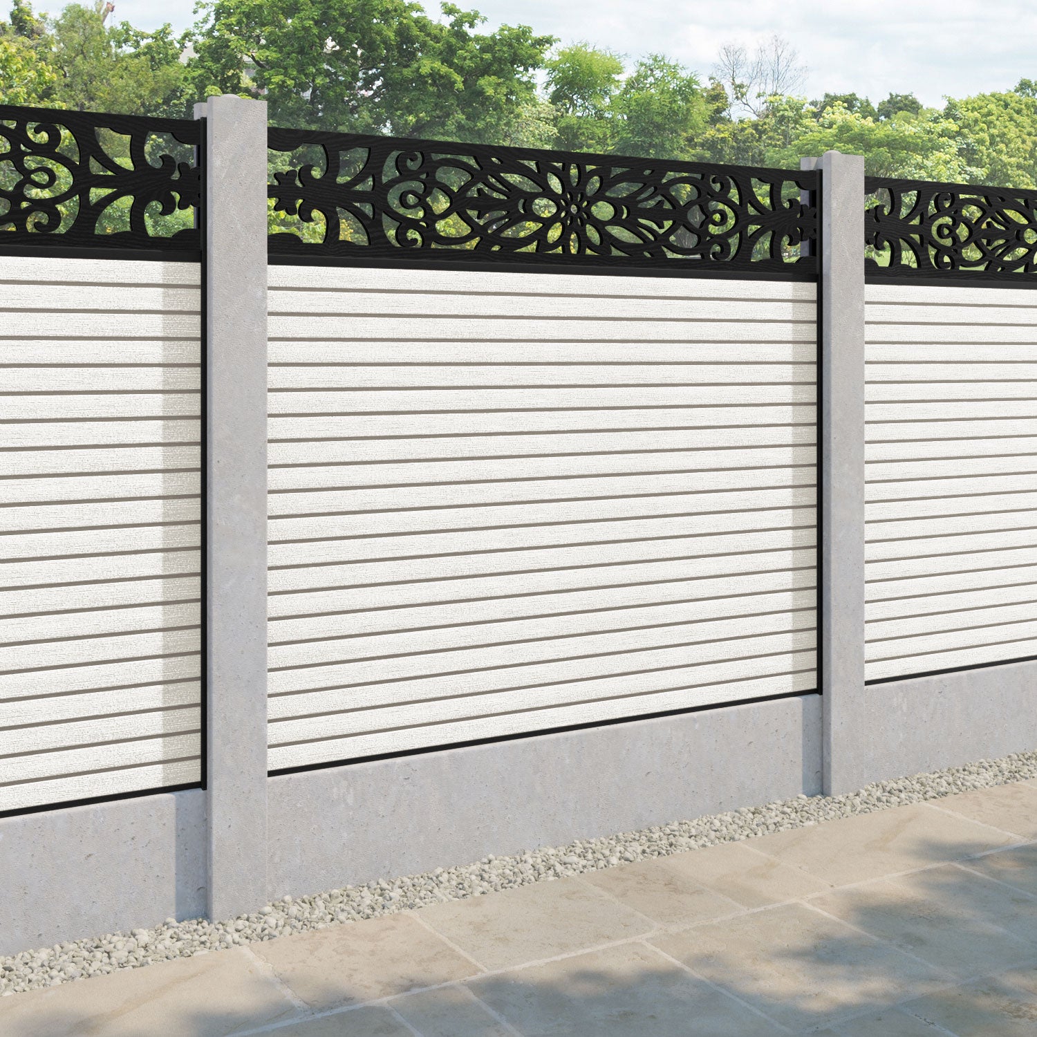 Hudson Windsor Fence Panel - Light Stone - for existing concrete posts