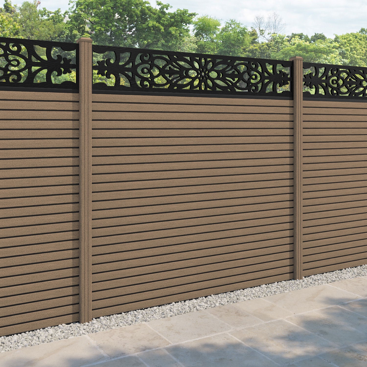 Hudson Windsor Fence Panel - Teak - with our composite posts