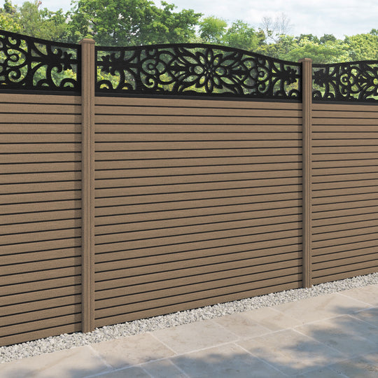Hudson Windsor Curved Top Fence Panel - Teak - with our composite posts