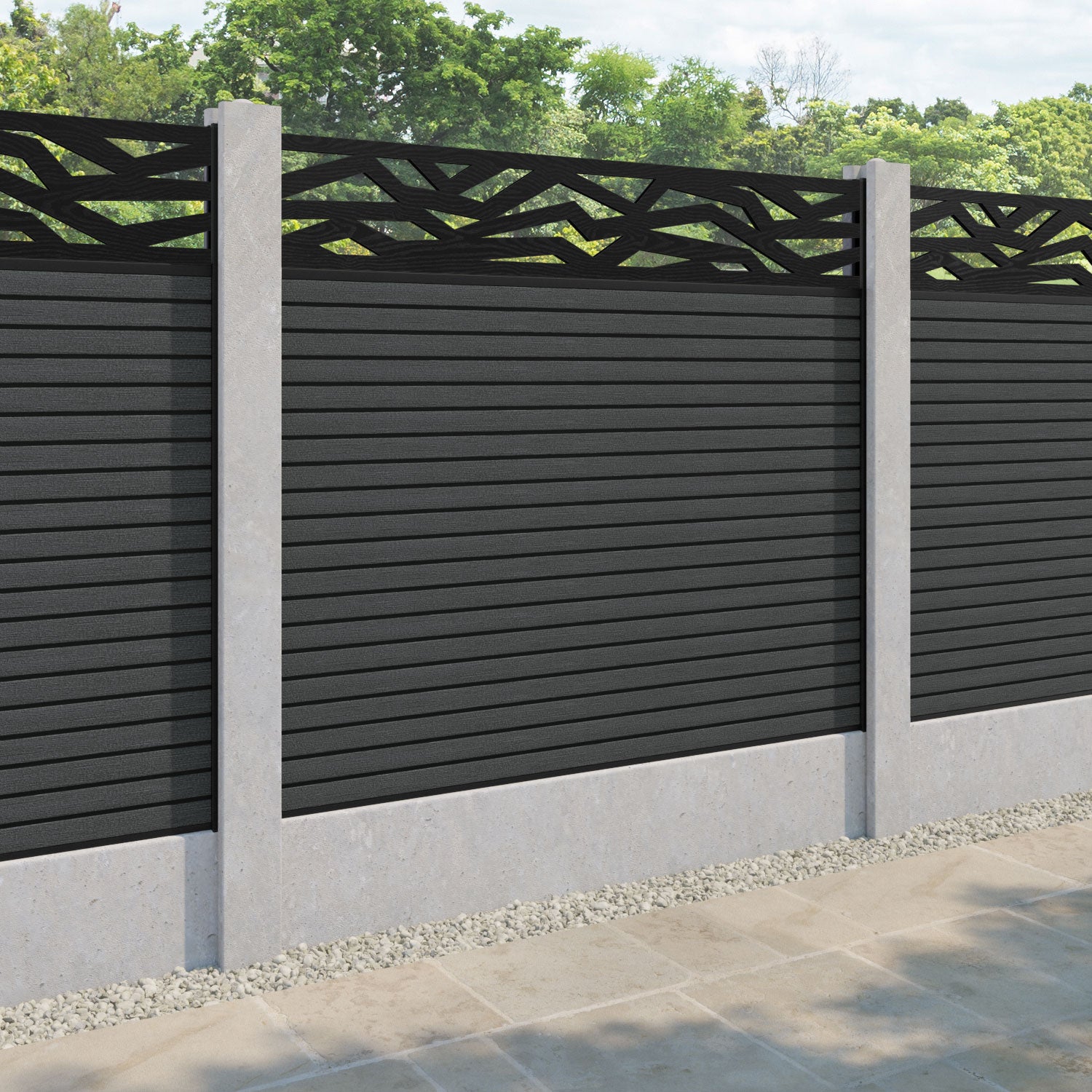 Hudson Zenith Fence Panel - Dark Grey - for existing concrete posts