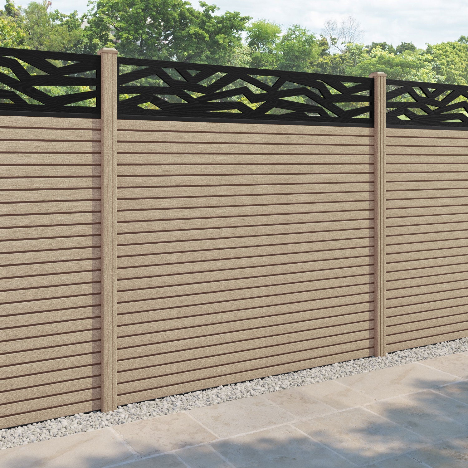 Hudson Zenith Fence Panel - Light Oak - with our composite posts