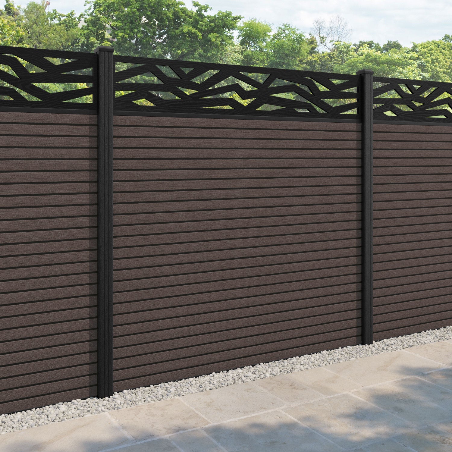 Hudson Zenith Fence Panel - Mid Brown - with our composite posts