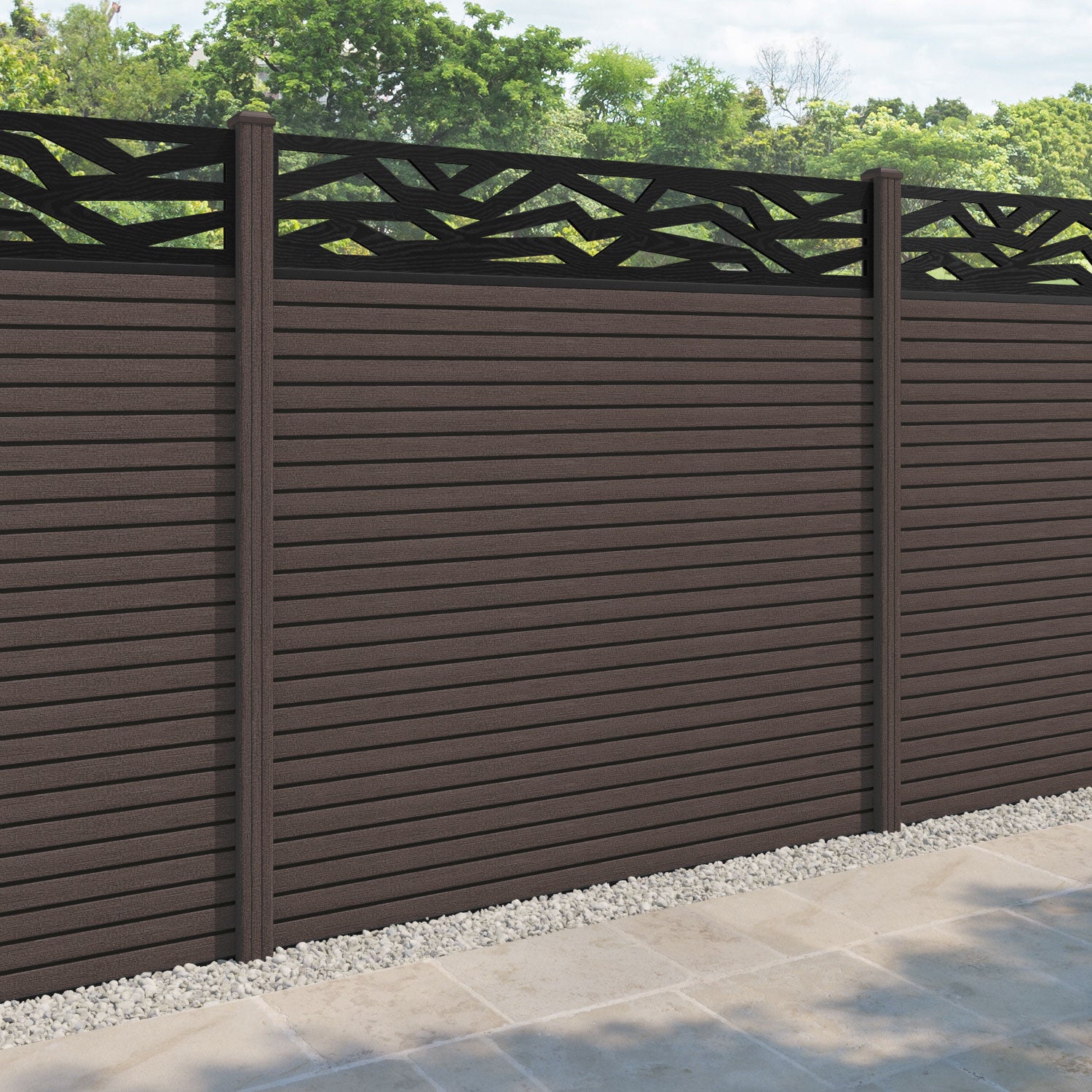 Hudson Zenith Fence Panel - Mid Brown - with our composite posts